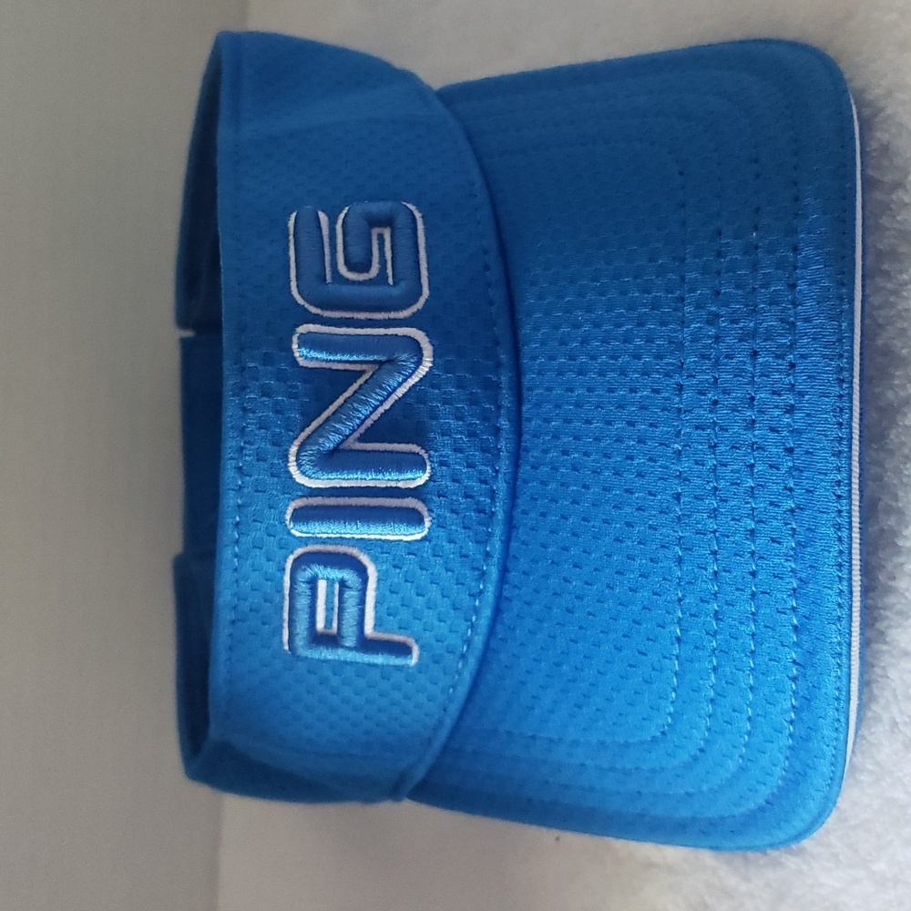 Ping | Women's Blue White Active Golf Running Adjustable Back Visor Sz OS
